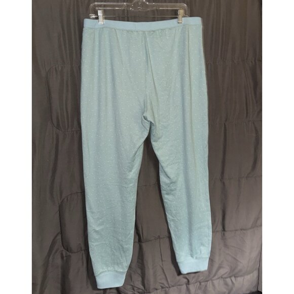 Lauren Conrad LC Sleep Pants Large Pajama Lounge Green Blue Drawstring Comfy - Picture 3 of 5